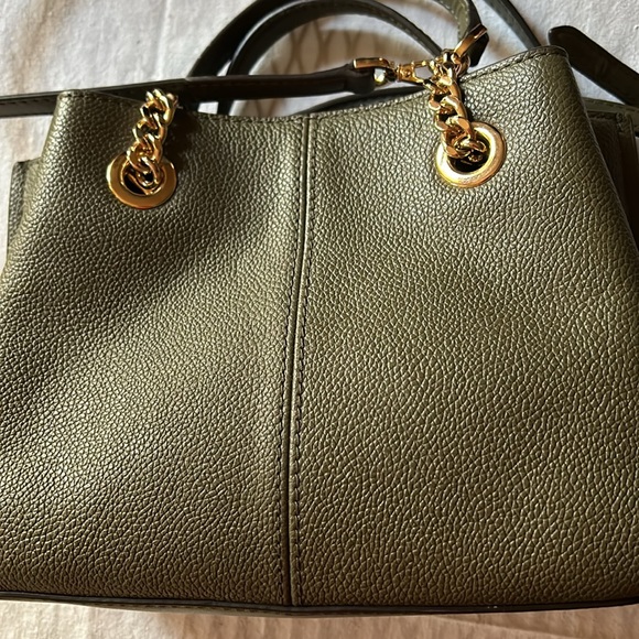 Michael Kors Teagan Sm Crossbody Satchel Duffle Green Purse Pebbled Leat… - Picture 7 of 7